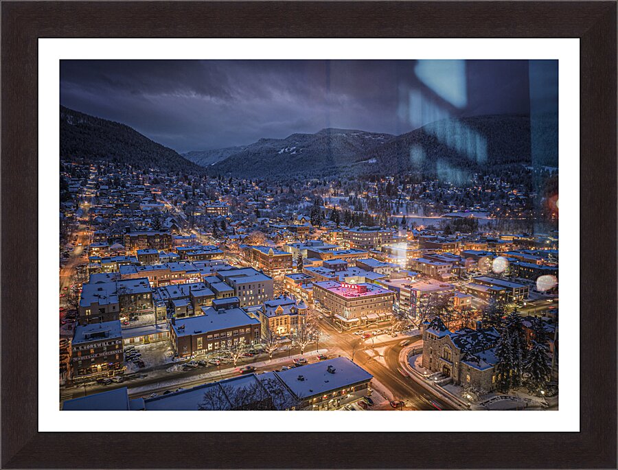 Downtown Winter Night  Framed Print Print